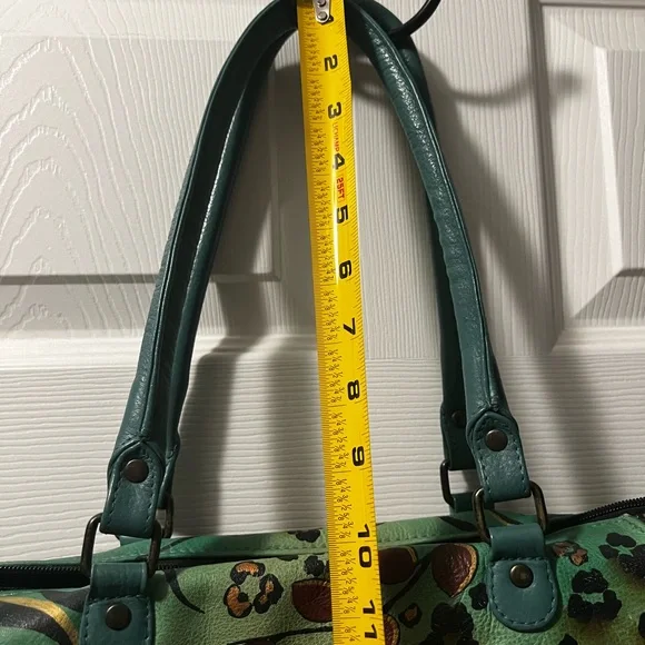 Anuschka Hand-Painted Butterfly Design Green Leather Tote - Picture 10 of 16